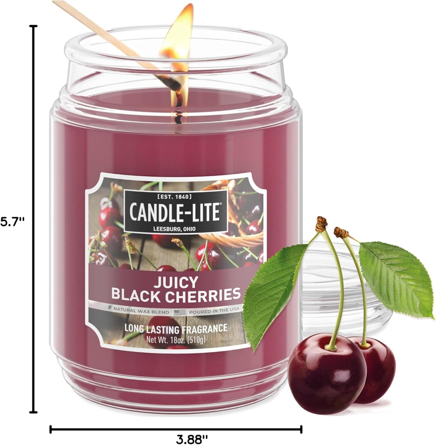 Black Cherry Scented Candle, 18 oz Jar