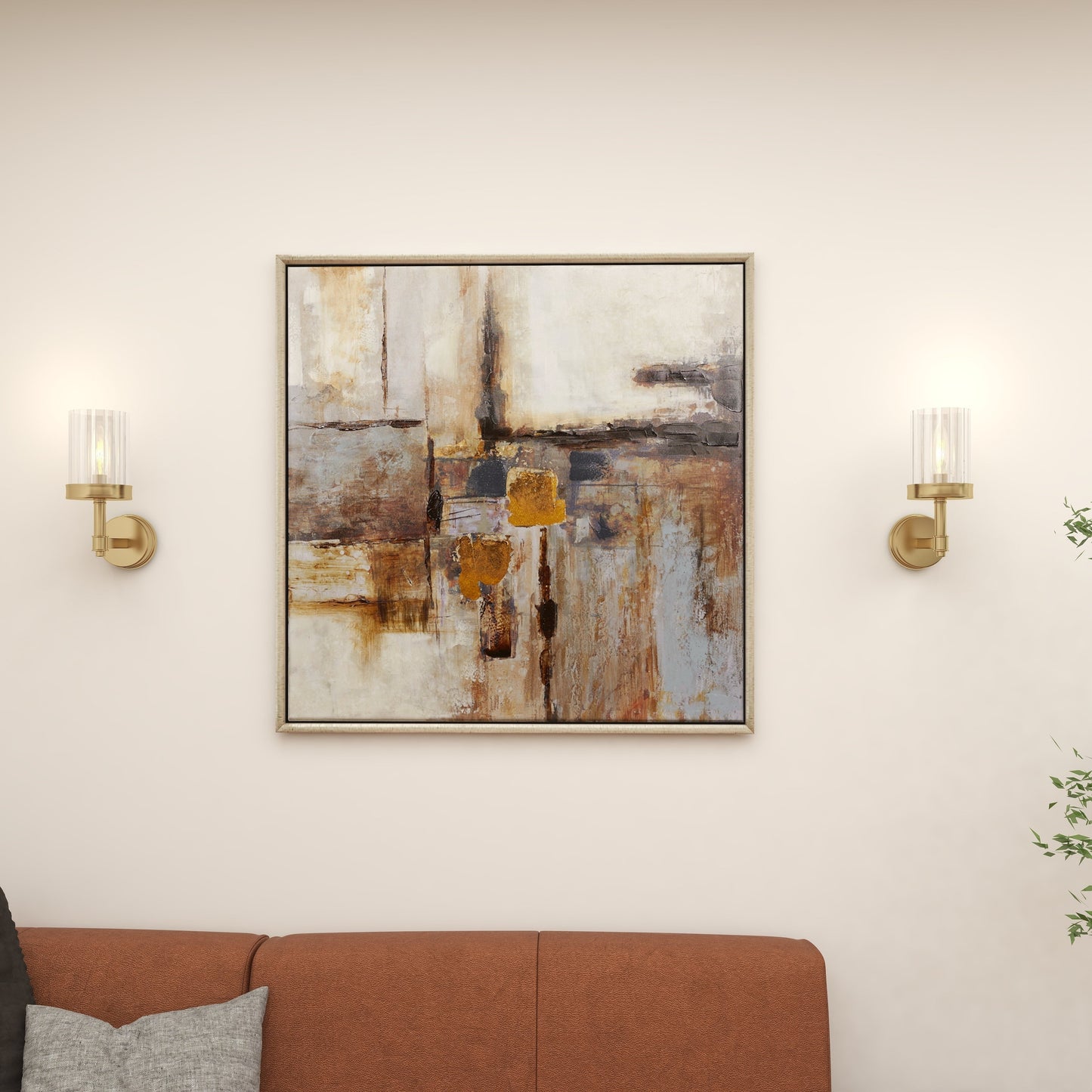 40" X 40" Abstract Framed Wall Art with Silver Frame, by