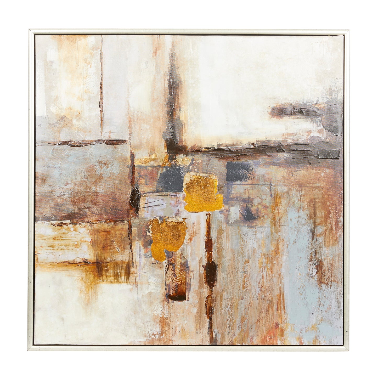 40" X 40" Abstract Framed Wall Art with Silver Frame, by