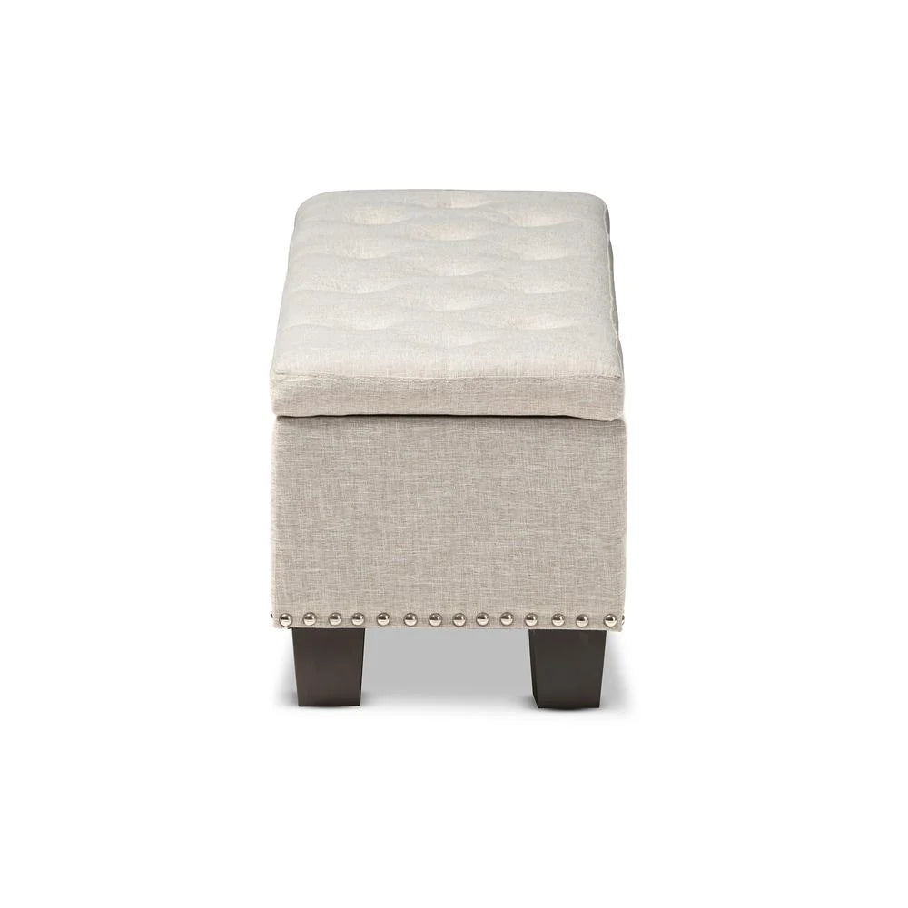 Baxton Studio Hannah Modern Beige Fabric Upholstered Button-Tufted Storage Ottoman Bench