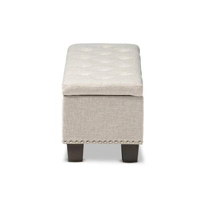 Baxton Studio Hannah Modern Beige Fabric Upholstered Button-Tufted Storage Ottoman Bench