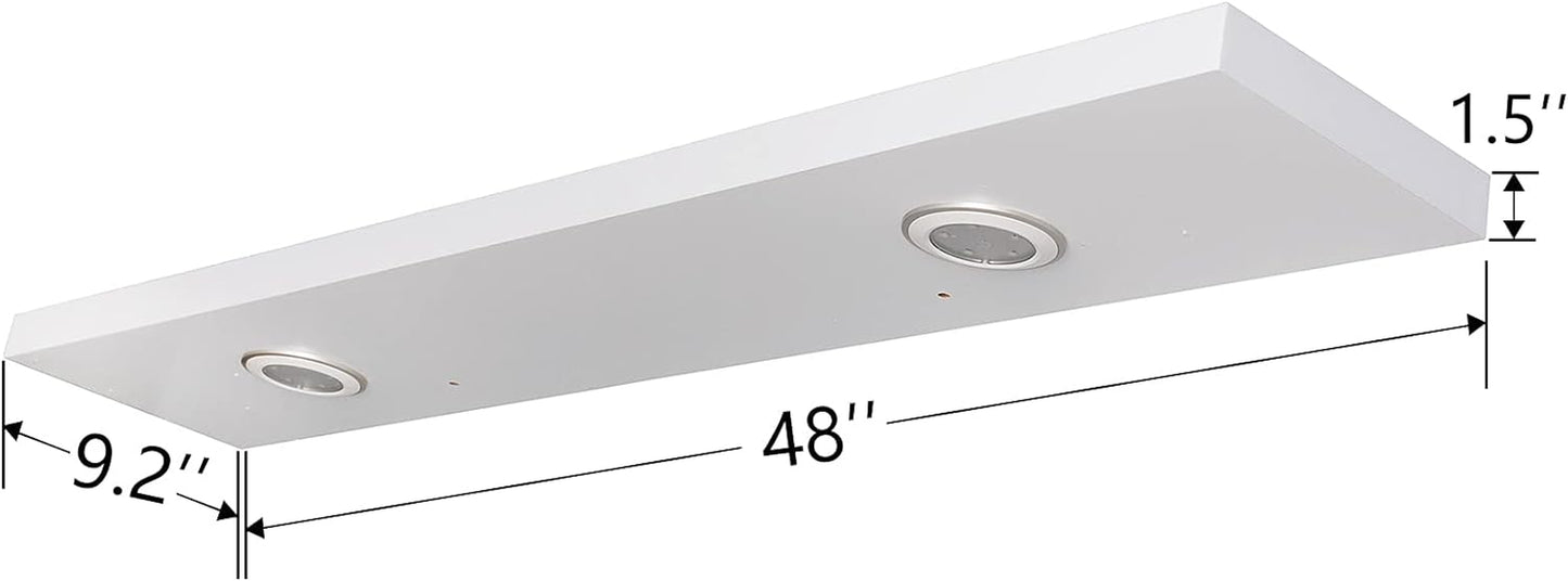 48-Inch White Floating Shelf with Touch-Sensing Battery-Powered LED Light