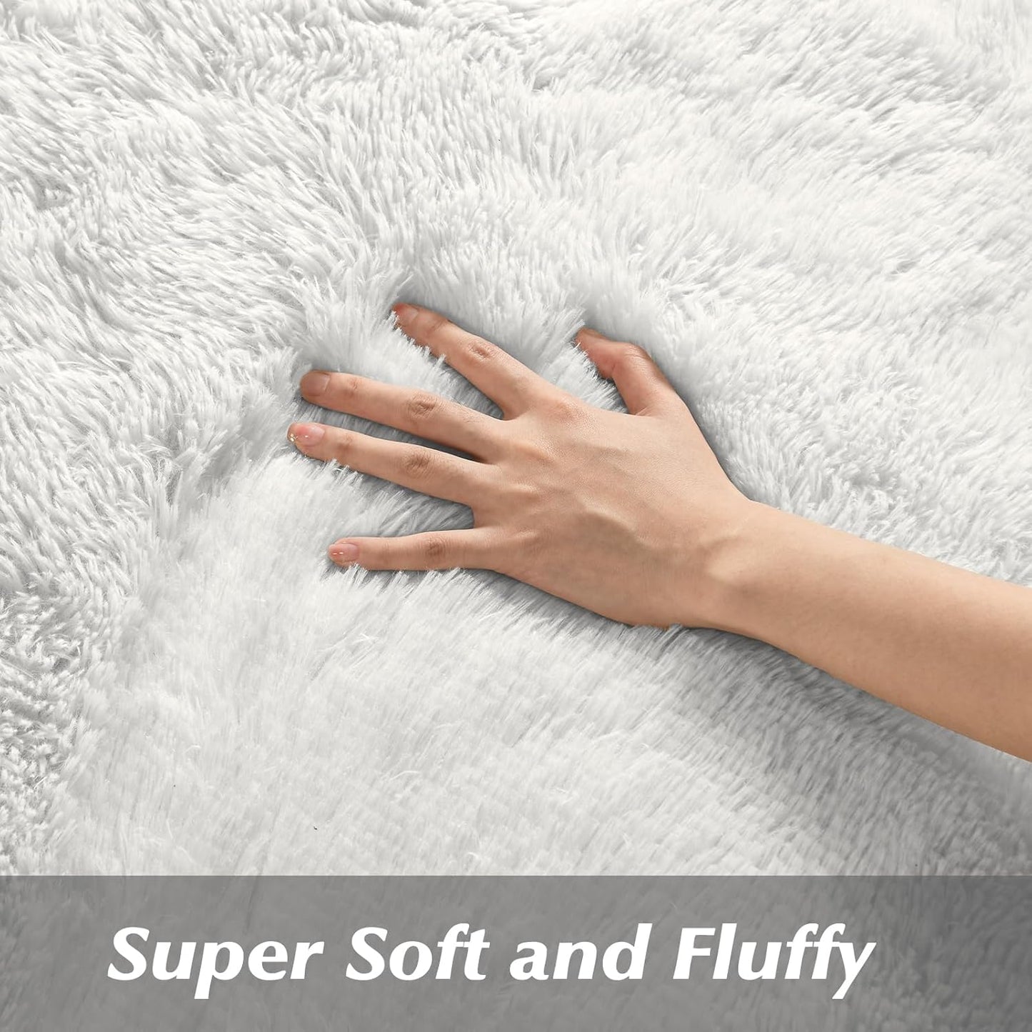 Super Soft Shag Area Rug for Living Room, 3X5 Ft White Rug for Girls Bedroom, Modern Plush Throw Rug for Kids Room, Fuzzy Floor Carpet for Indoor Dorms Office Nursery Women Home Decor