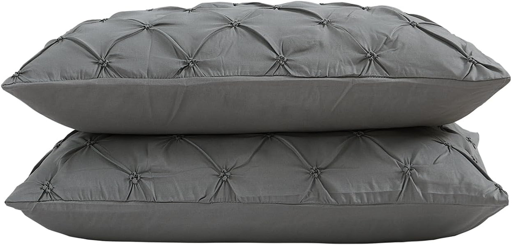 Premium Lightweight Microfiber Pillow Shams with Pinch Pleat Design, Standard Size (20x26), Set of 2 in Grey