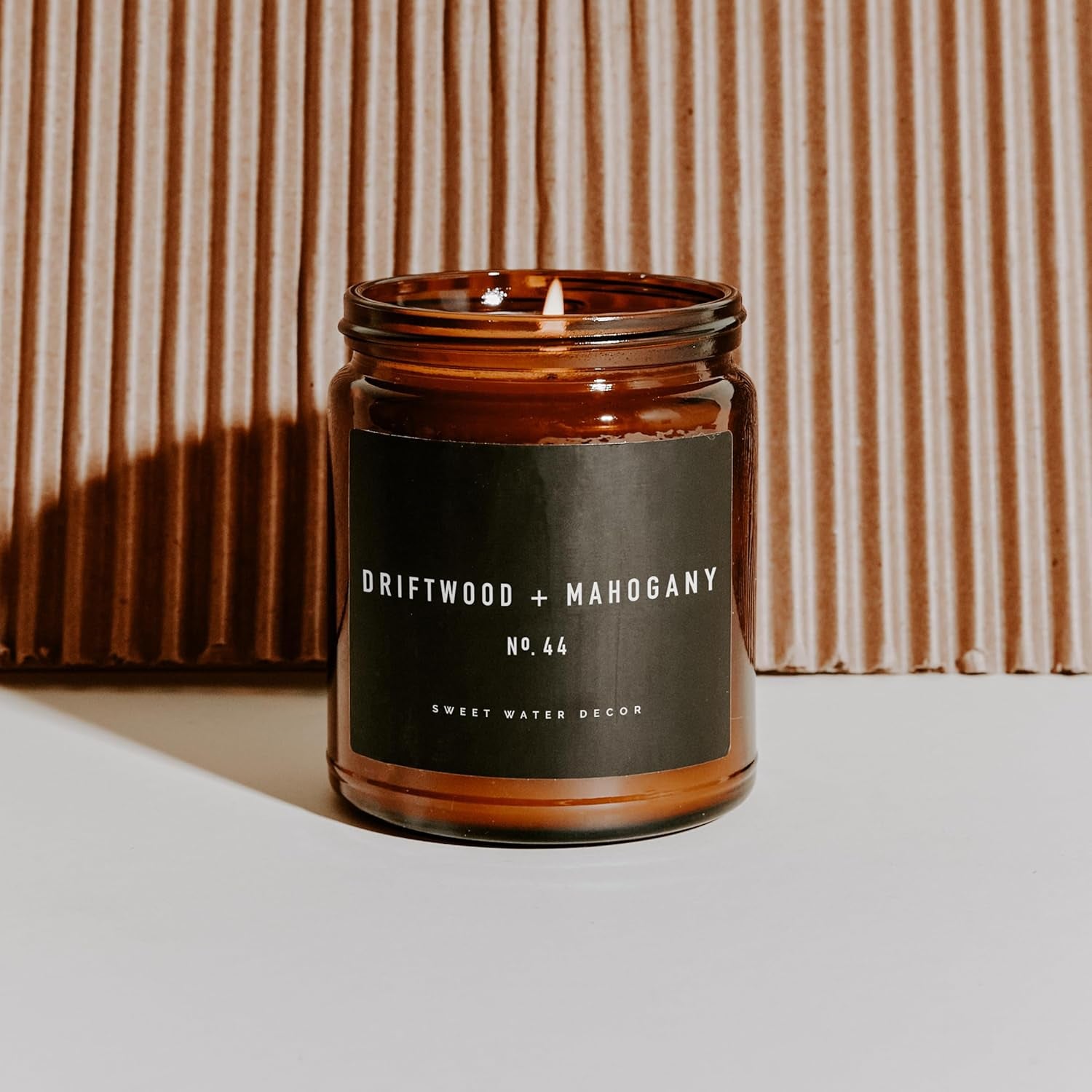 Driftwood and Mahogany Scented Candle - 9oz Amber Jar with Mahogany, Lavender, Wood, and Geranium Fragrance - 40 Hour Burn Time, Made in the USA