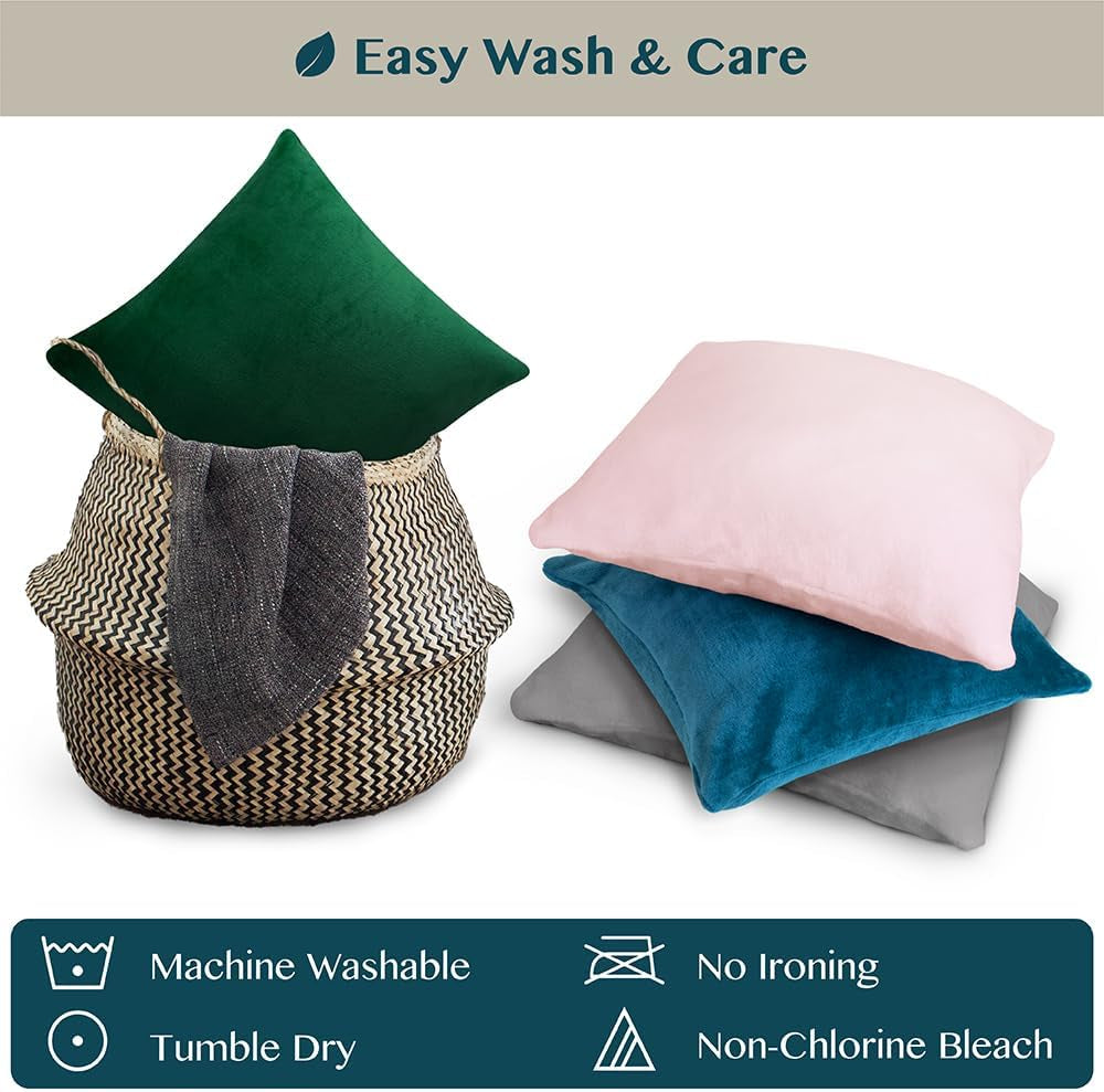 Set of 2 Maroon Red Velvet Throw Pillow Covers 18x18 - Decorative Cushion Cases for Sofa, Bed, and Living Room in Boho Aesthetic Design