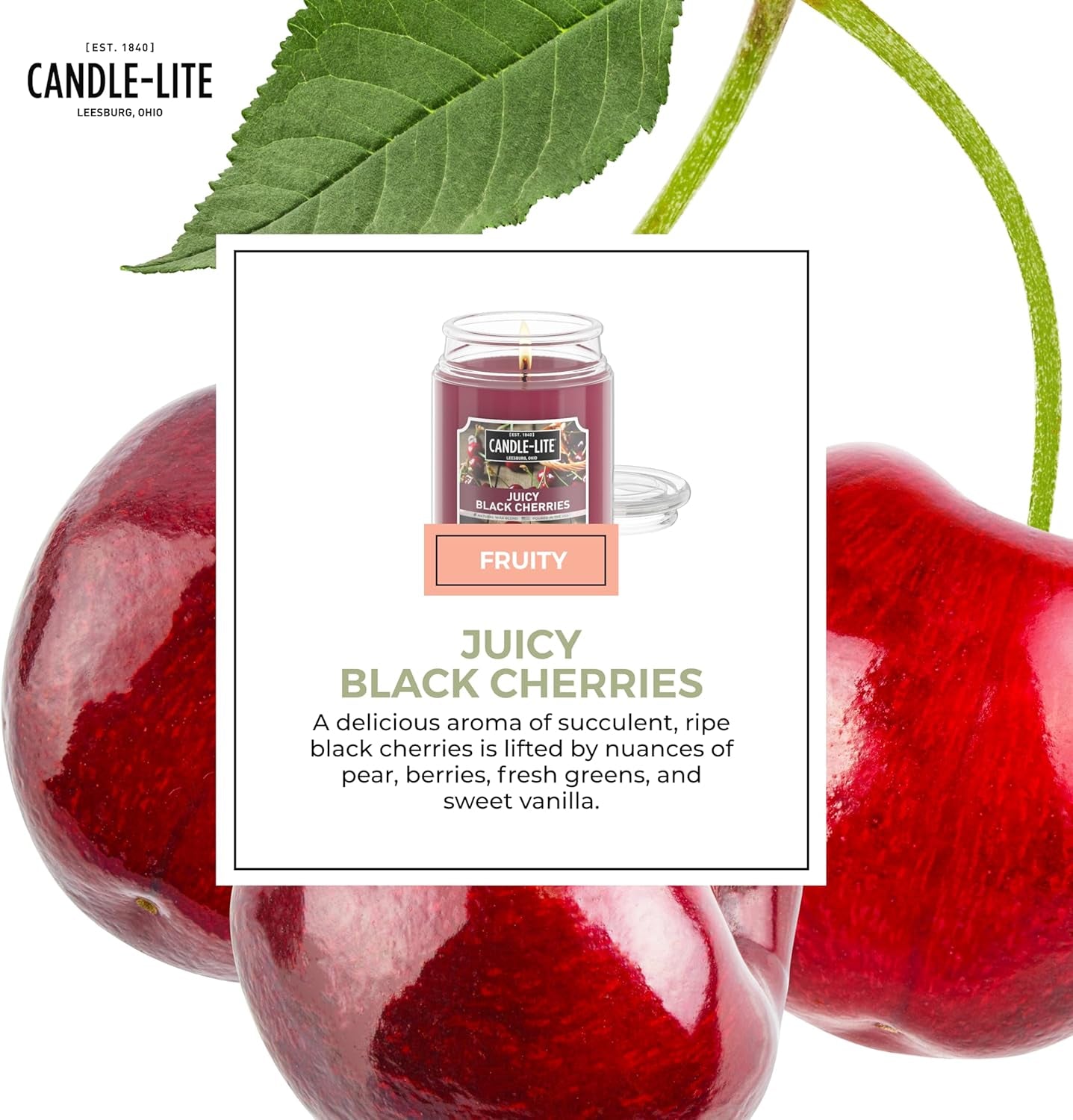 Black Cherry Scented Candle, 18 oz Jar