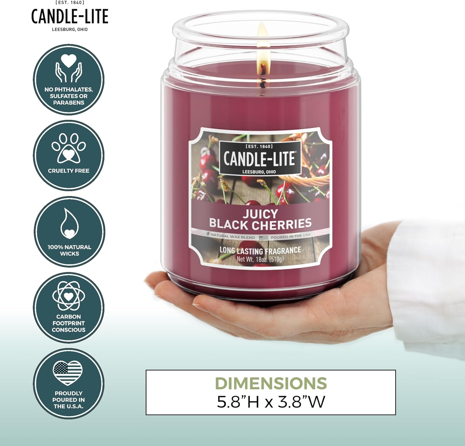 Black Cherry Scented Candle, 18 oz Jar