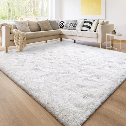 Super Soft Shag Area Rug for Living Room, 3X5 Ft White Rug for Girls Bedroom, Modern Plush Throw Rug for Kids Room, Fuzzy Floor Carpet for Indoor Dorms Office Nursery Women Home Decor