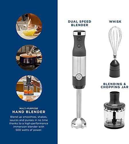 Handheld Immersion Blender with Whisk and Blending Jar