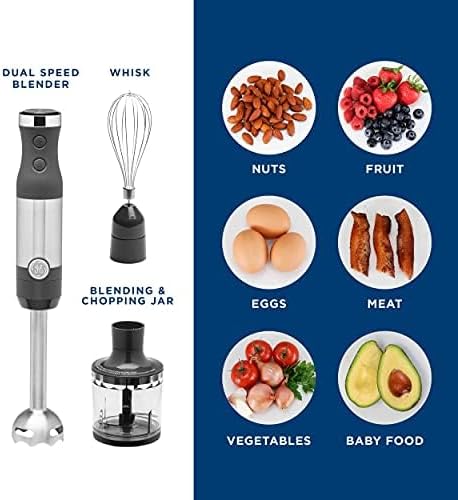 Handheld Immersion Blender with Whisk and Blending Jar