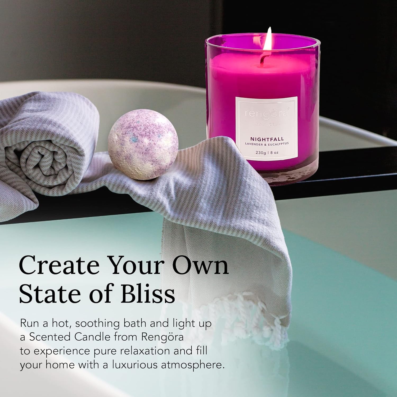 Lavender and Eucalyptus Aromatherapy Candles - 8oz Soy Candles in Magenta Purple Glass, Clean Burning and Long Lasting, Ideal Home Fragrance Gifts for Women