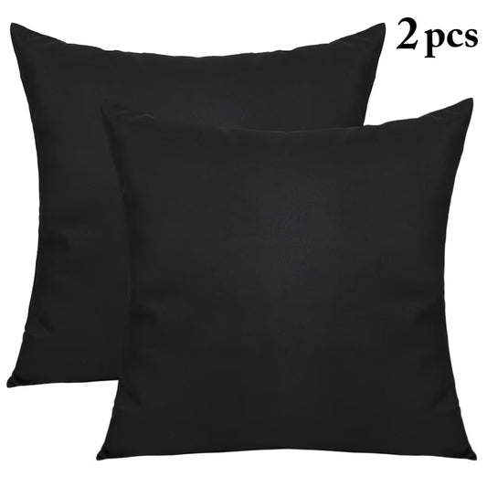 Set of 2 Decorative Square Throw Pillow Covers - Solid Color Pillowcases for Indoor and Outdoor Living Spaces