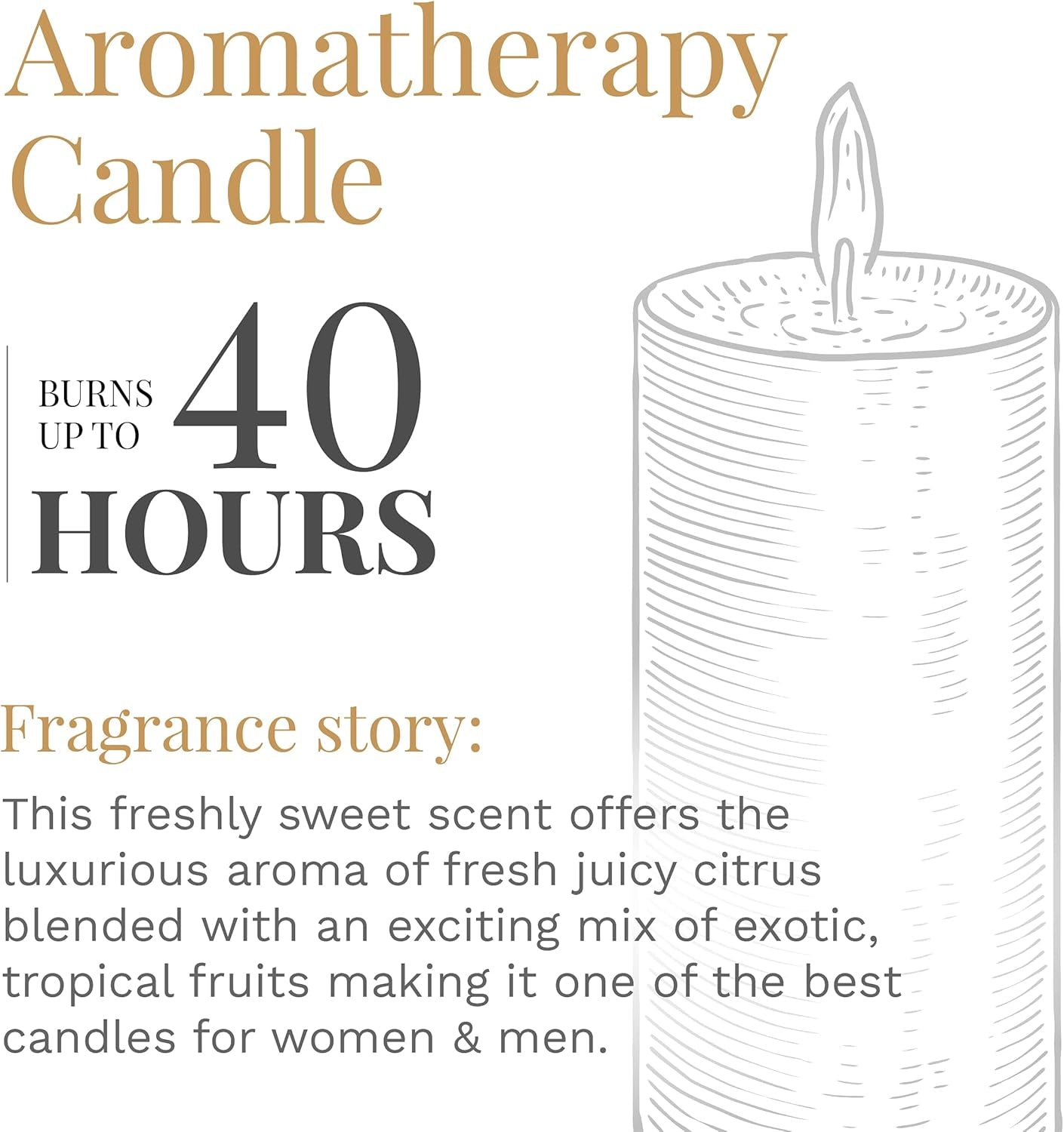 Aromatherapy Candle - Tropical Fruit Medley Fragrance, 10 Oz. Three Wick, Yellow, 20-40 Hours Burn Time