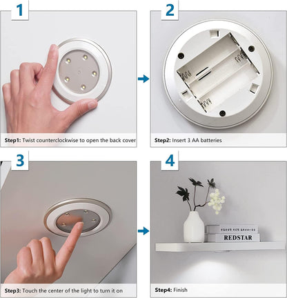 48-Inch White Floating Shelf with Touch-Sensing Battery-Powered LED Light
