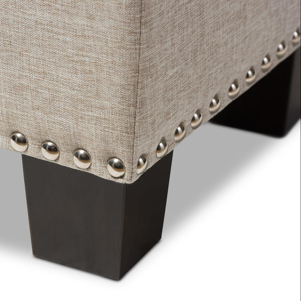 Baxton Studio Hannah Modern Beige Fabric Upholstered Button-Tufted Storage Ottoman Bench