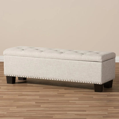 Baxton Studio Hannah Modern Beige Fabric Upholstered Button-Tufted Storage Ottoman Bench