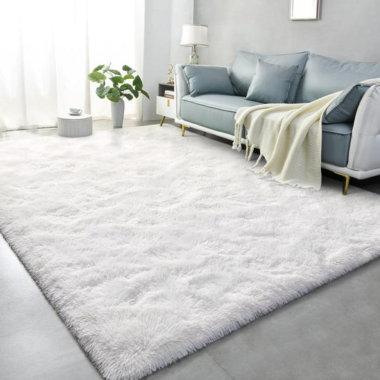 Super Soft Shag Area Rug for Living Room, 3X5 Ft White Rug for Girls Bedroom, Modern Plush Throw Rug for Kids Room, Fuzzy Floor Carpet for Indoor Dorms Office Nursery Women Home Decor