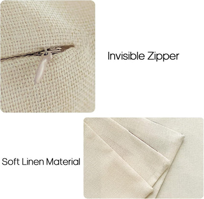 Set of 4 Decorative 18x18 Pillow Covers, Modern Linen Fabric for Sofa, Couch, Bed, and Car - Khaki