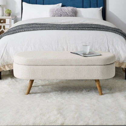 Oval Upholstered Storage Bench