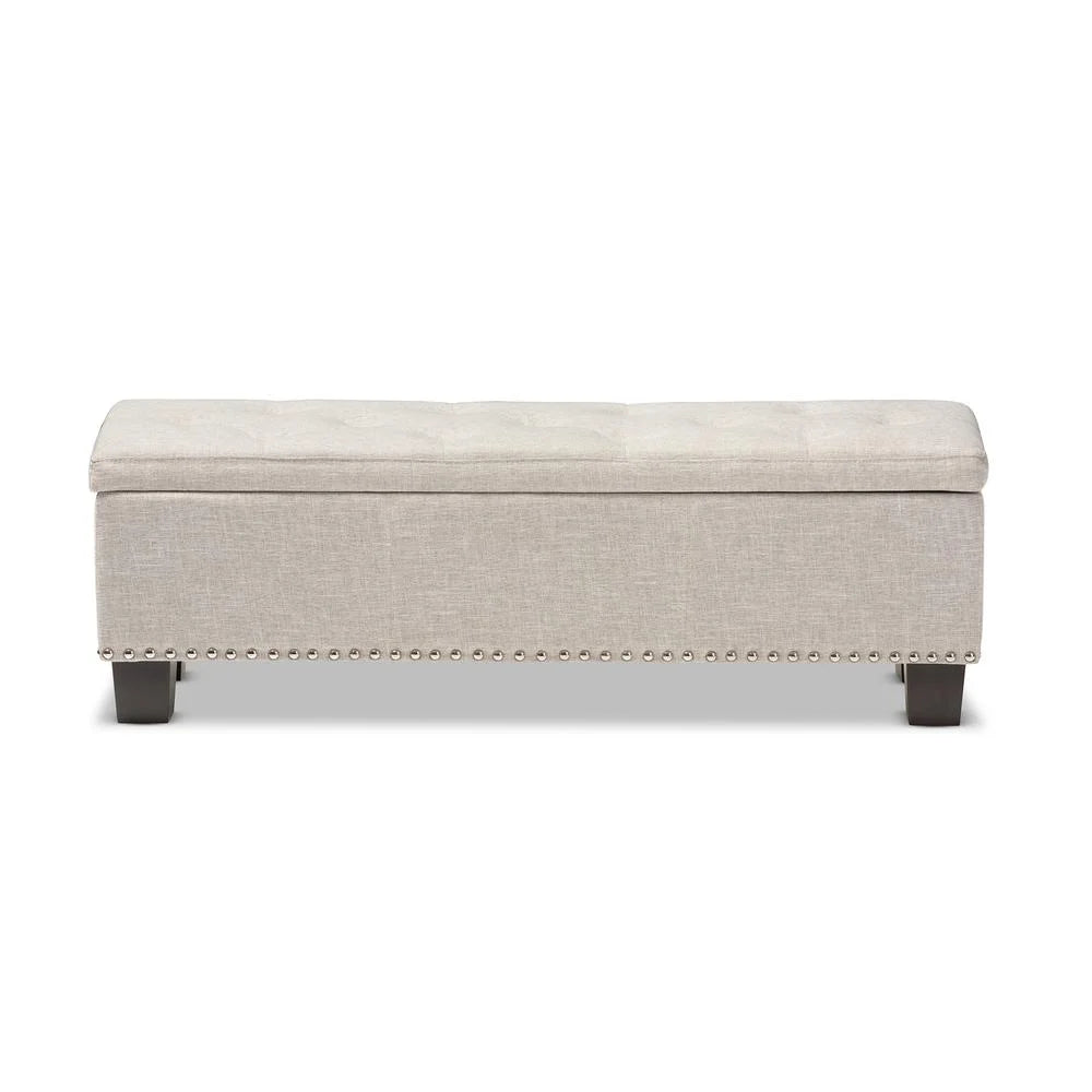 Baxton Studio Hannah Modern Beige Fabric Upholstered Button-Tufted Storage Ottoman Bench