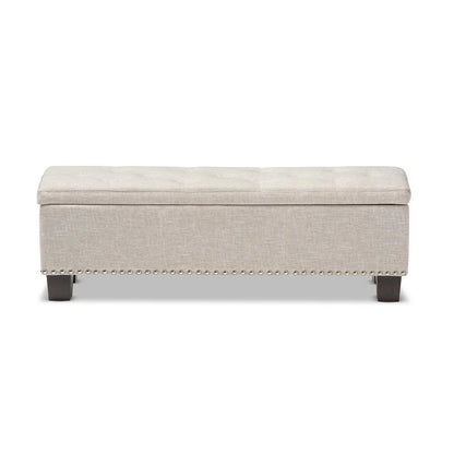 Baxton Studio Hannah Modern Beige Fabric Upholstered Button-Tufted Storage Ottoman Bench
