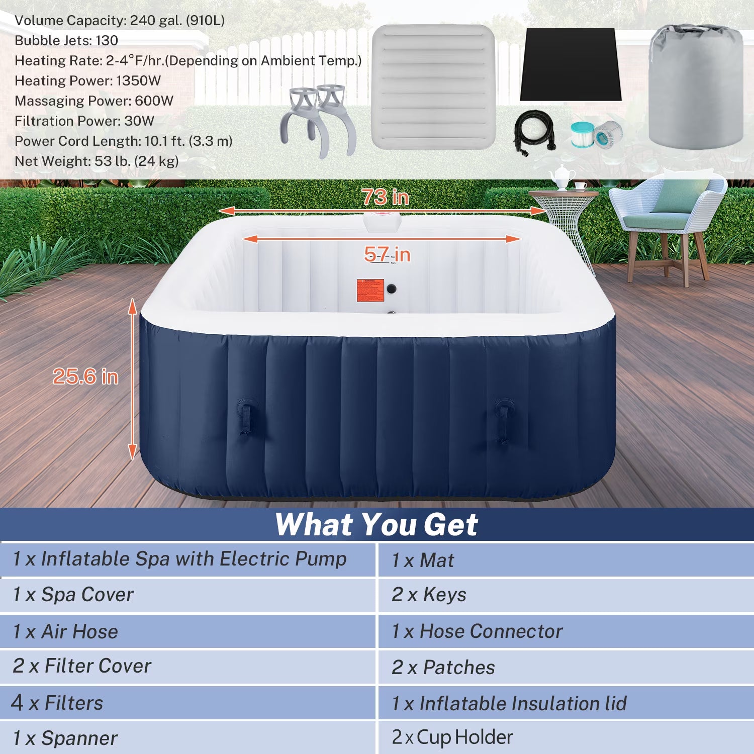 Inflatable Hot Tub for 4-6 Persons 