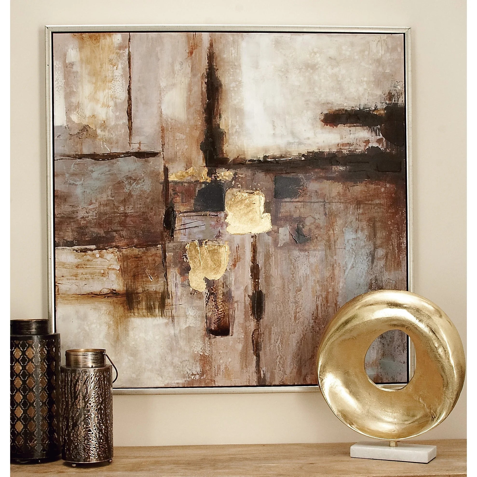 40" X 40" Abstract Framed Wall Art with Silver Frame, by