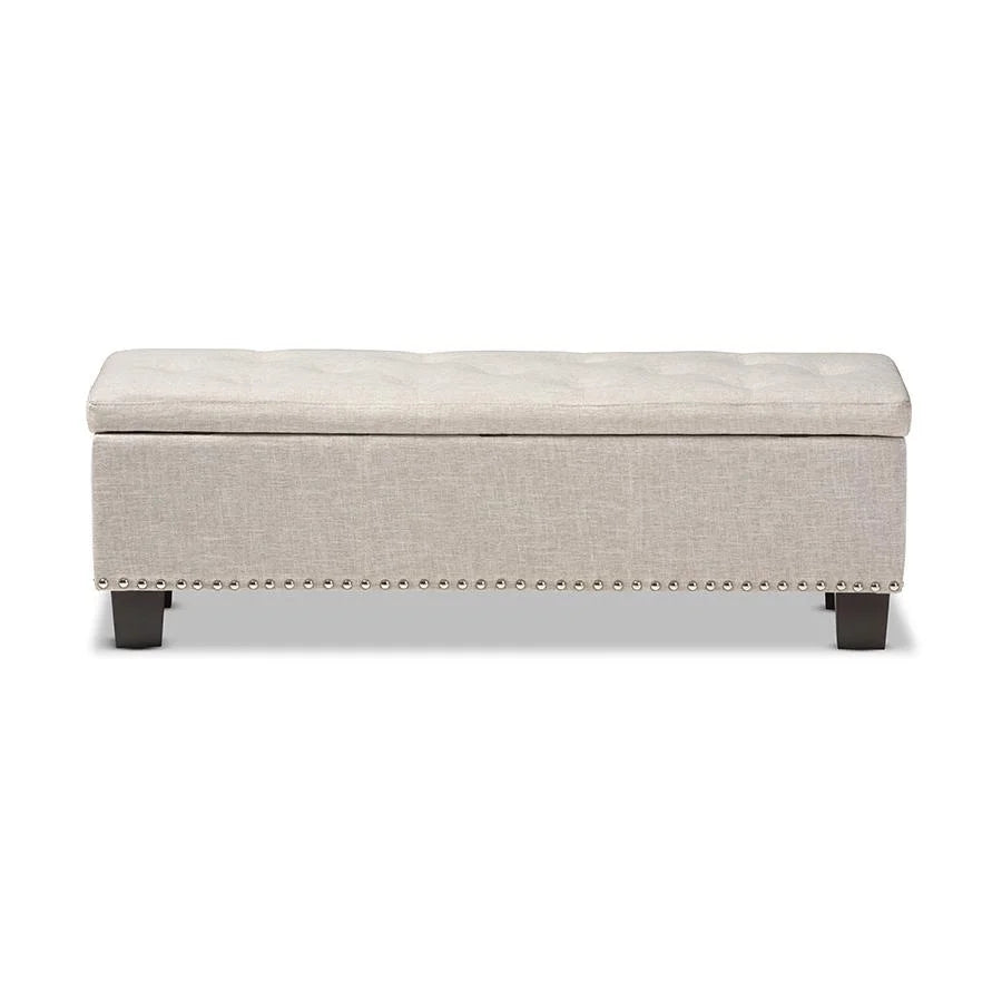 Baxton Studio Hannah Modern Beige Fabric Upholstered Button-Tufted Storage Ottoman Bench