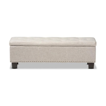 Baxton Studio Hannah Modern Beige Fabric Upholstered Button-Tufted Storage Ottoman Bench
