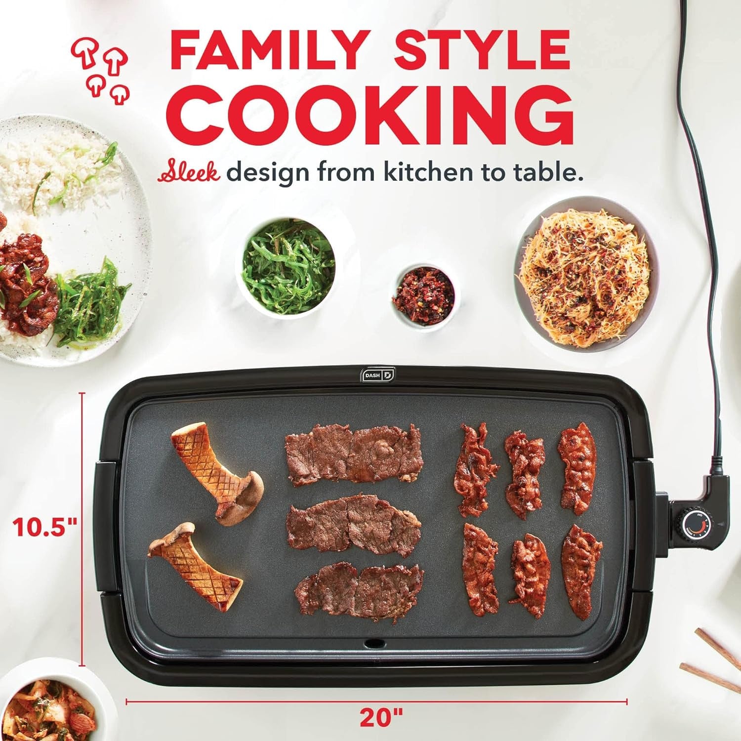 Electric Griddle with Removable Nonstick Cooking Plate
