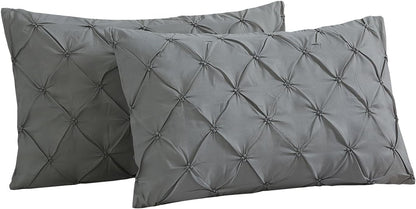Premium Lightweight Microfiber Pillow Shams with Pinch Pleat Design, Standard Size (20x26), Set of 2 in Grey