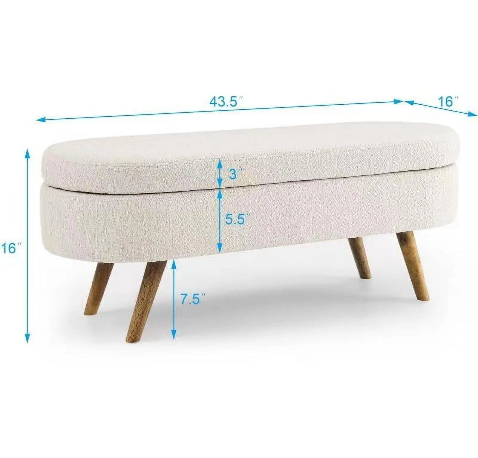 Oval Upholstered Storage Bench