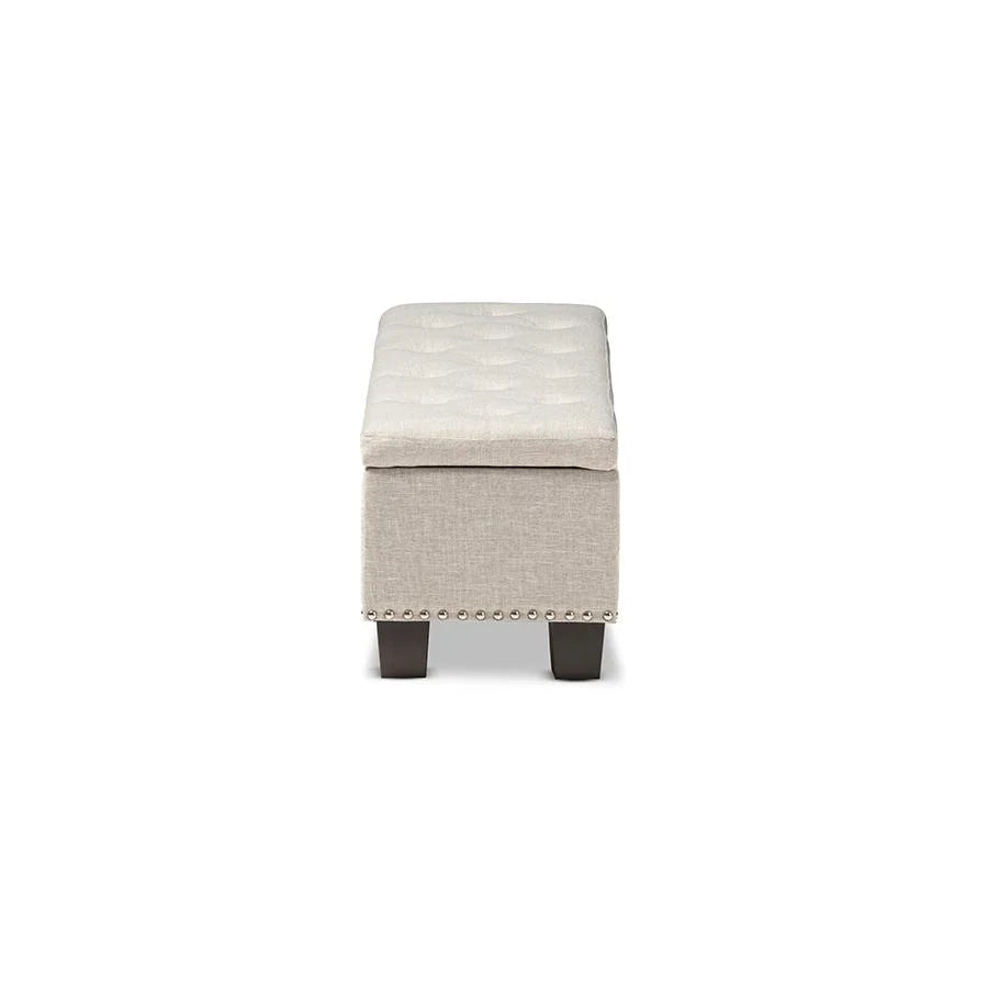 Baxton Studio Hannah Modern Beige Fabric Upholstered Button-Tufted Storage Ottoman Bench