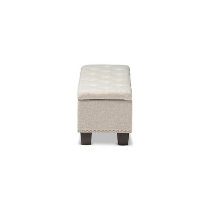 Baxton Studio Hannah Modern Beige Fabric Upholstered Button-Tufted Storage Ottoman Bench