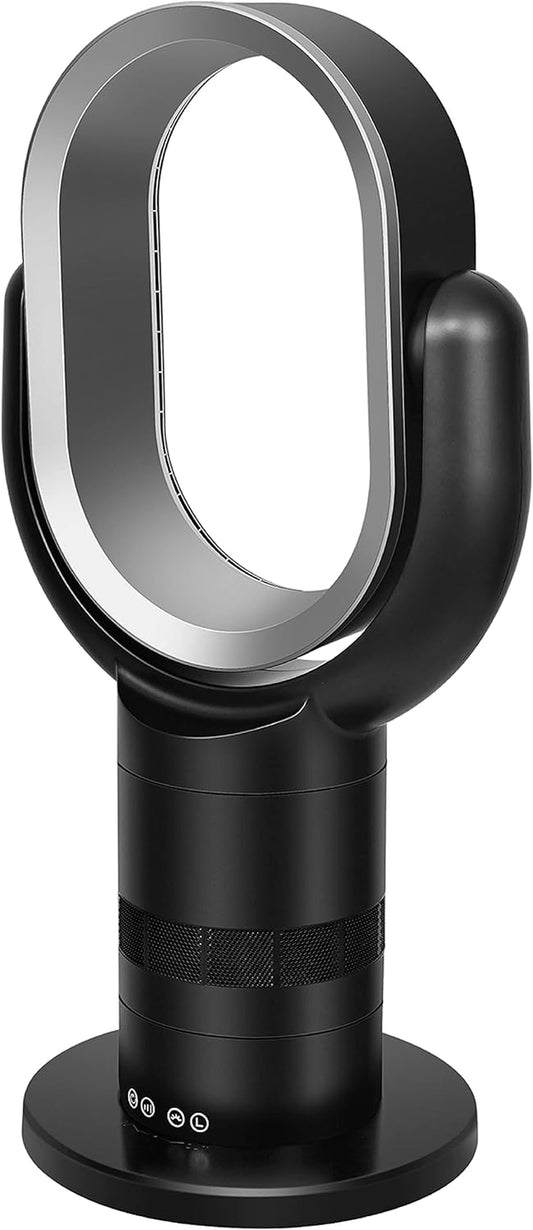 Medium Portable Bladeless Fan - 10 Speeds, 10-Hour Timer, Stylish & Modern, Low Noise, Lightweight, 24 Inches, Black