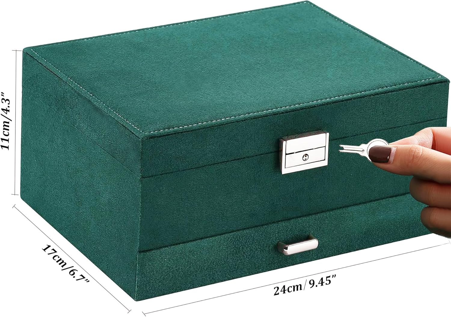 Green Velvet Jewelry Organizer Box 