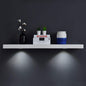 48-Inch White Floating Shelf with Touch-Sensing Battery-Powered LED Light