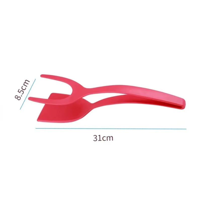 2 in 1 Nylon Grip Flip Tongs Egg Spatula Tongs Steak Spatula Tongs Clamp Pancake Fried Turners Kitchen Accessories