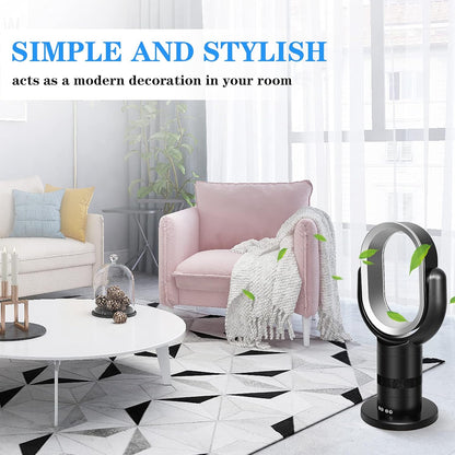Medium Portable Bladeless Fan - 10 Speeds, 10-Hour Timer, Stylish & Modern, Low Noise, Lightweight, 24 Inches, Black