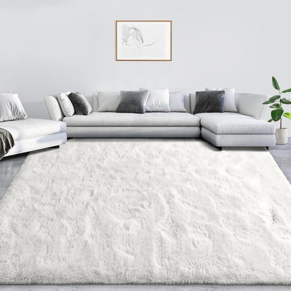 Super Soft Shag Area Rug for Living Room, 3X5 Ft White Rug for Girls Bedroom, Modern Plush Throw Rug for Kids Room, Fuzzy Floor Carpet for Indoor Dorms Office Nursery Women Home Decor