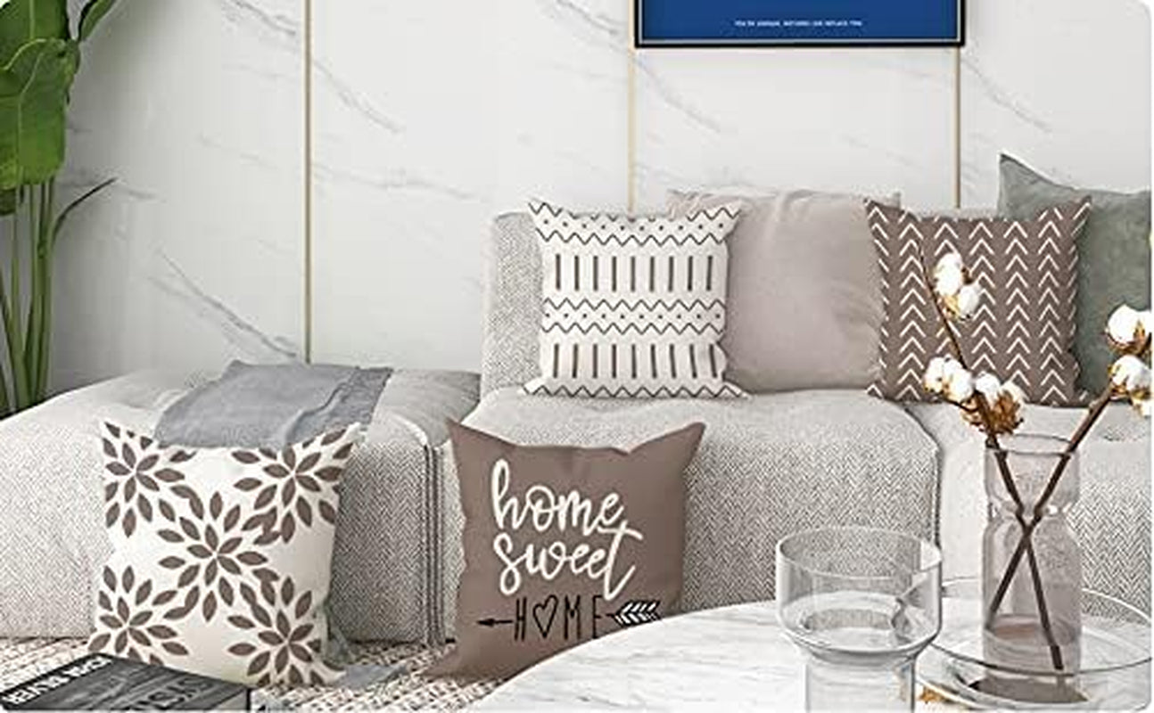 Set of 4 Decorative 18x18 Pillow Covers, Modern Linen Fabric for Sofa, Couch, Bed, and Car - Khaki