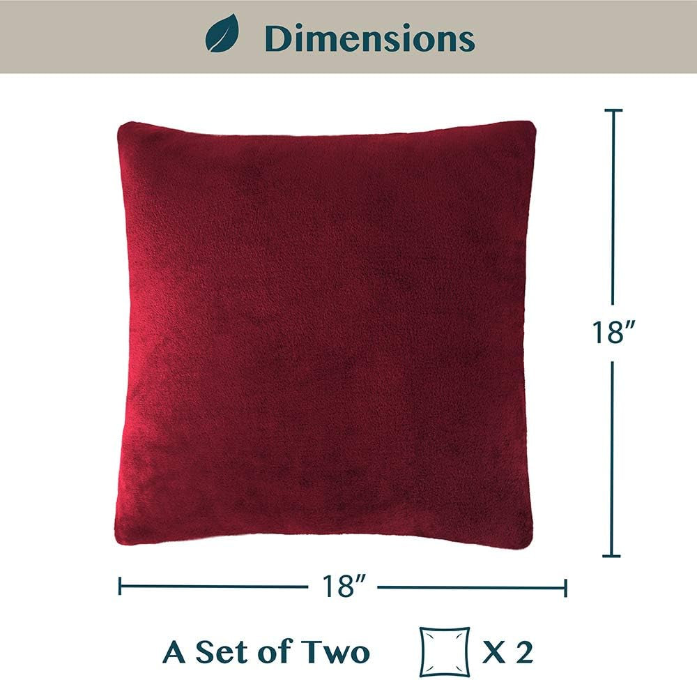Set of 2 Maroon Red Velvet Throw Pillow Covers 18x18 - Decorative Cushion Cases for Sofa, Bed, and Living Room in Boho Aesthetic Design