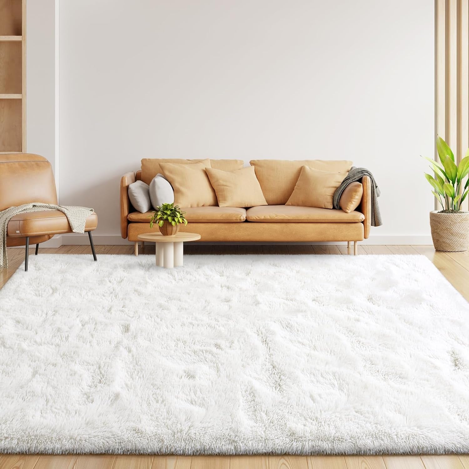 Super Soft Shag Area Rug for Living Room, 3X5 Ft White Rug for Girls Bedroom, Modern Plush Throw Rug for Kids Room, Fuzzy Floor Carpet for Indoor Dorms Office Nursery Women Home Decor