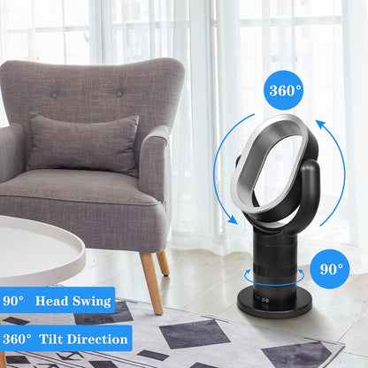 Medium Portable Bladeless Fan - 10 Speeds, 10-Hour Timer, Stylish & Modern, Low Noise, Lightweight, 24 Inches, Black