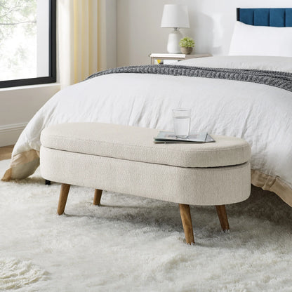 Oval Upholstered Storage Bench