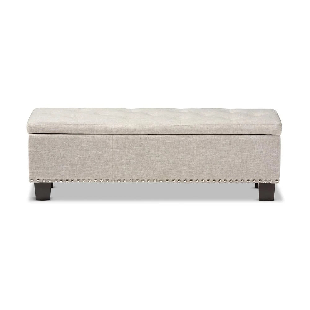 Baxton Studio Hannah Modern Beige Fabric Upholstered Button-Tufted Storage Ottoman Bench
