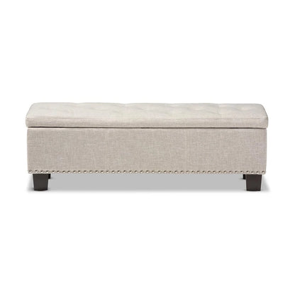 Baxton Studio Hannah Modern Beige Fabric Upholstered Button-Tufted Storage Ottoman Bench