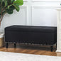 41-Inch Rectangular Tufted Storage Ottoman Bench in Black Cotton Linen for Bedroom or End of Bed Use