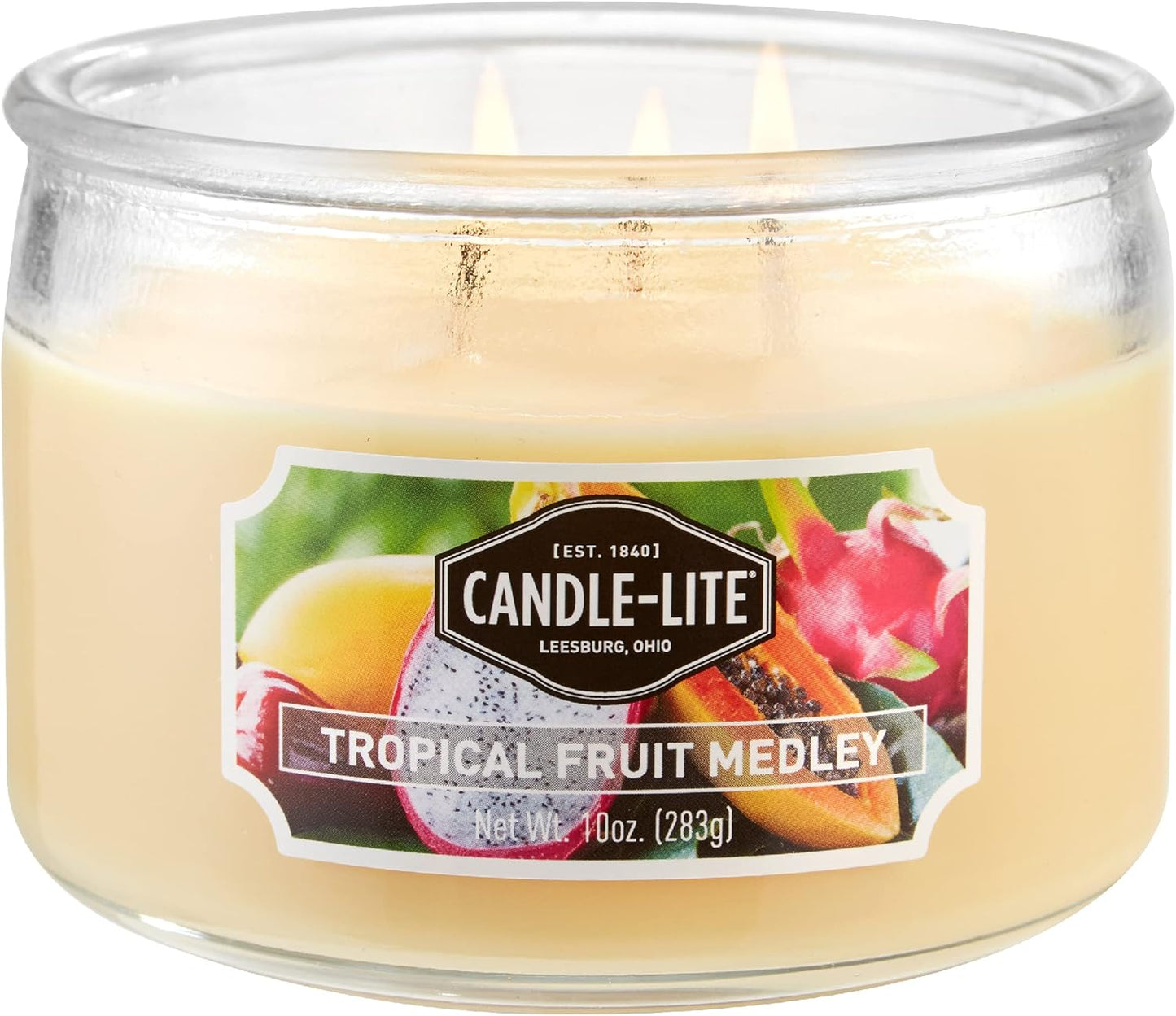 Aromatherapy Candle - Tropical Fruit Medley Fragrance, 10 Oz. Three Wick, Yellow, 20-40 Hours Burn Time